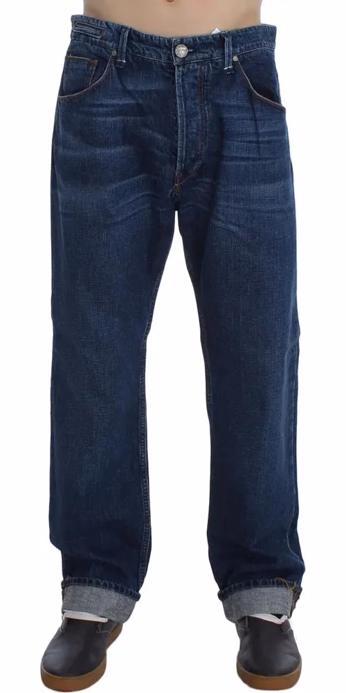 Acht Blue Wash Cotton Baggy Loose Fit Jeans