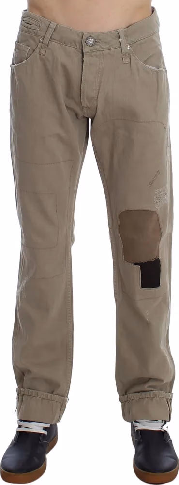 Acht Beige Cotton Patchwork Jeans