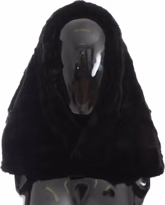 Black Weasel Fur Crochet Hood Scarf Hat