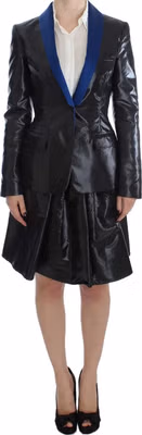Black Blue Two Piece Suit Skirt & Blazer
