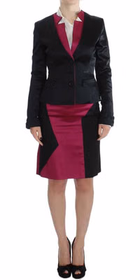 Black Pink Two Piece Suit Skirt & Blazer