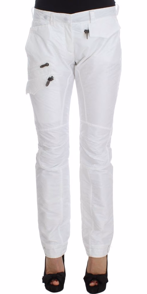 Ermanno Scervino White Nylon Padded Slim Fit Cargo Pants