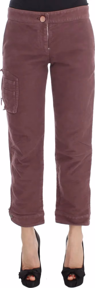 Ermanno Scervino Bordeaux Cotton Cropped Cargo Pants