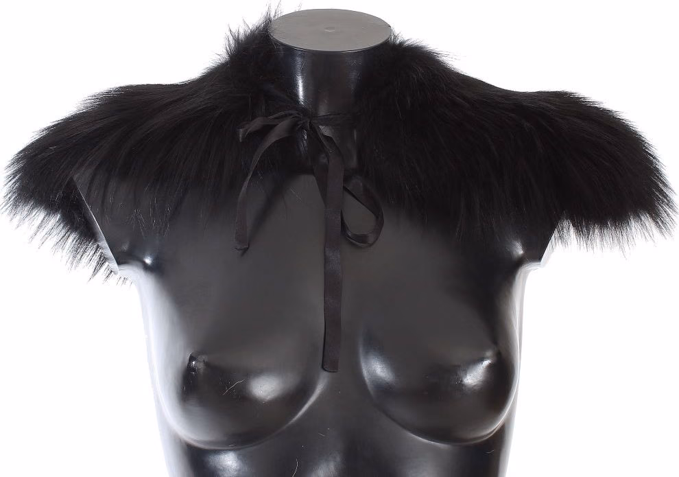 Dolce & Gabbana Black Fox Fur Collar Scarf