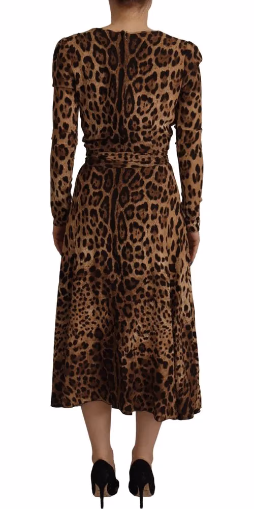 Dolce & Gabbana Brown Leopard Wrap A-line Maxi Viscose Dress