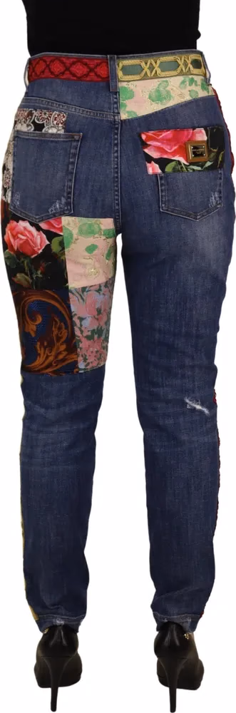 Dolce & Gabbana Blue Patchwork High Waist Denim Jeans