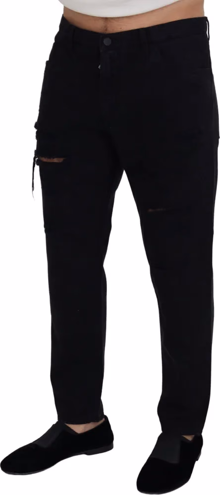 Dolce & Gabbana Black Loose Regular Torn Cotton Jeans