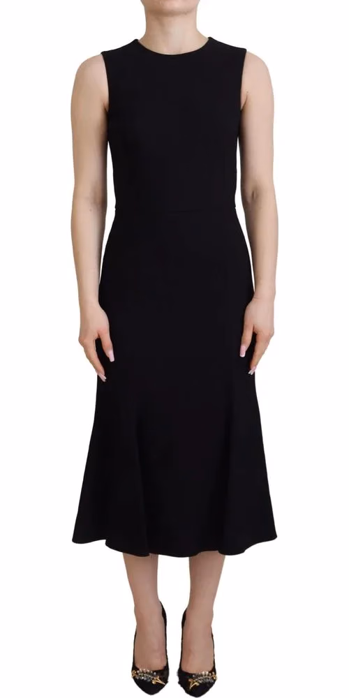 Dolce & Gabbana Black Dress Sheath Flare Viscose Dress