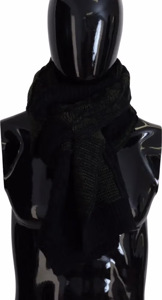 Dolce & Gabbana Black Green Knitted Men Neck Wrap Shawl Scarf