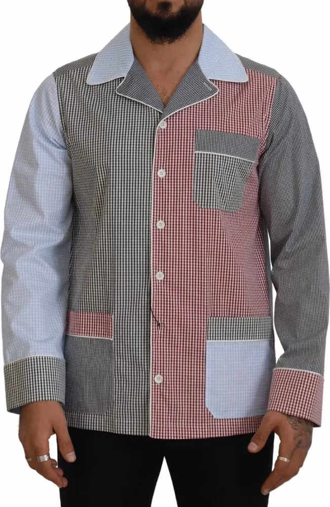 Dolce & Gabbana Multicolor Patchwork Cotton Long Sleeves Shirt