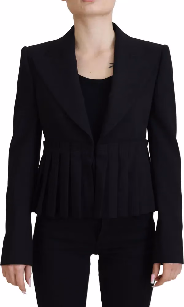 Dolce & Gabbana Black Single Breasted Fit Blazer Wool Jacket