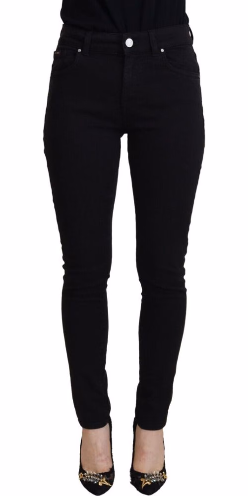 Dolce & Gabbana Black Cotton High Waist Casual Denim Jeans