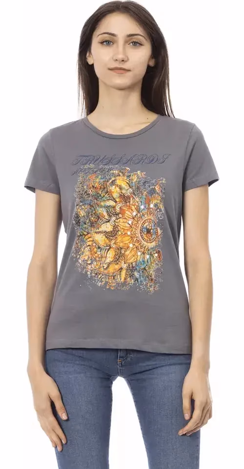 Trussardi Action Gray Cotton Women T-Shirt