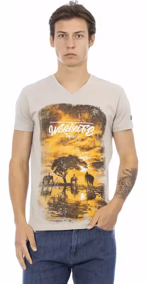 Trussardi Action Beige Cotton Men T-Shirt