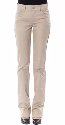 Beige Cotton Women Pant