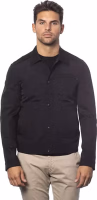 Black Cotton Men Bomber Jacket