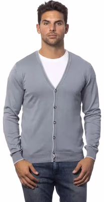 Gray Cotton Men's Cardigan