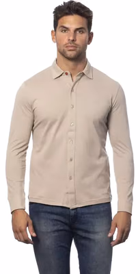 Beige Cotton Men Shirt
