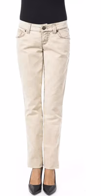 Beige Cotton Women Jeans