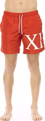 Red Polyester Men Swim Short
