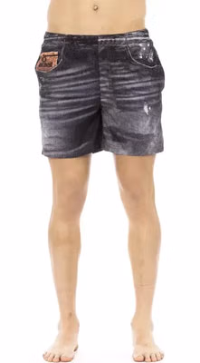 Black Polyester Men's Swim Short