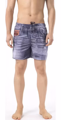 Blue Polyester Men Swimwear Short