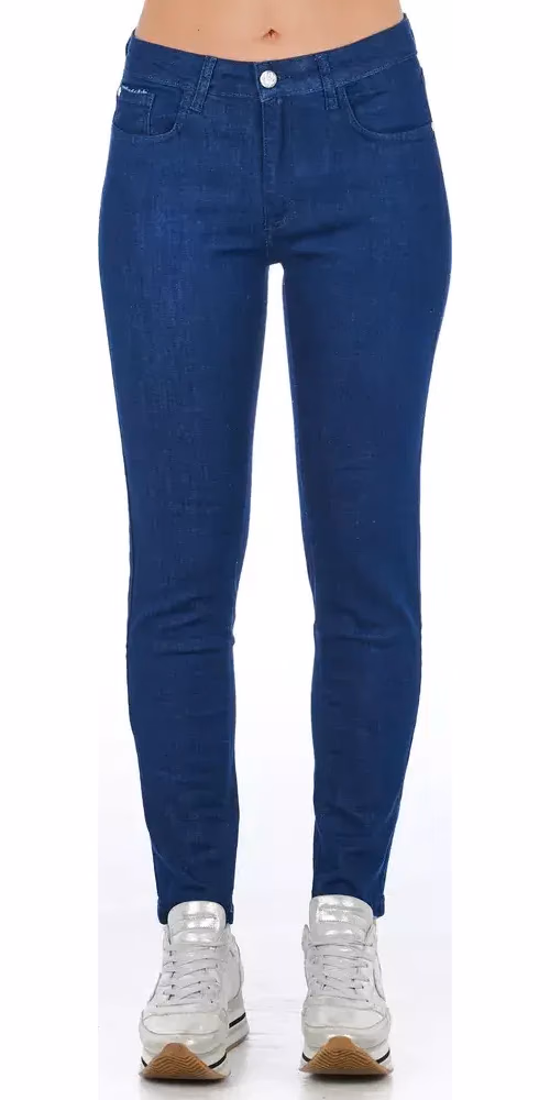 Frankie Morello Blue Cotton Women Skinny Jean