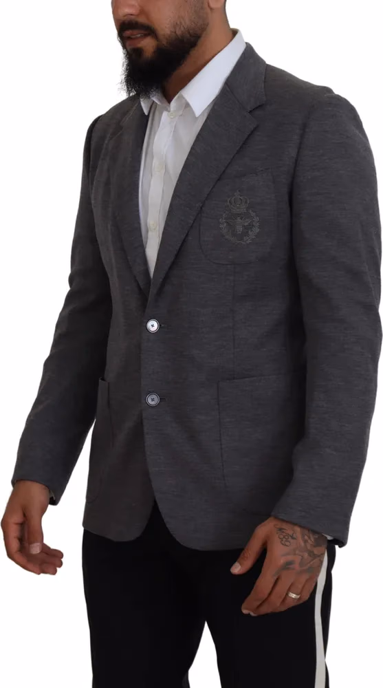 Dolce & Gabbana Gray Wool Stretch Slim Fit Jacket Blazer