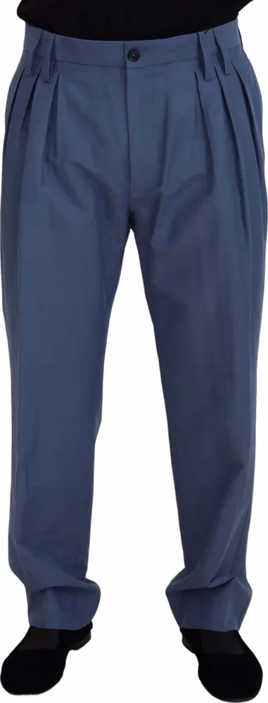 Dolce & Gabbana Blue Linen Chino Men Formal Pants