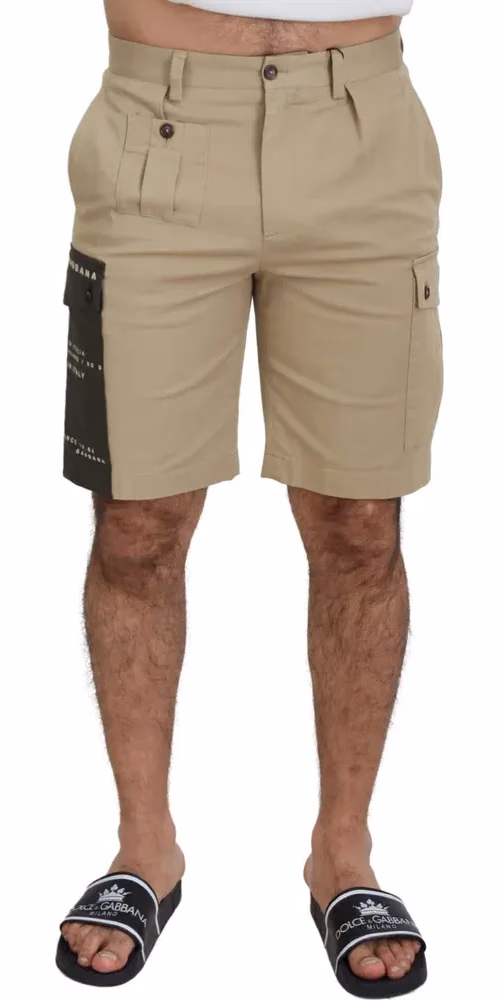 Dolce & Gabbana Beige Cotton Cargo Bermuda Shorts