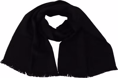 Black Wool Neck Wrap Shawl Fringes Scarf