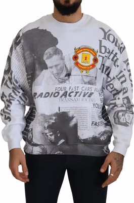 White Cotton Crewneck Pullover Sweatshirt Sweater