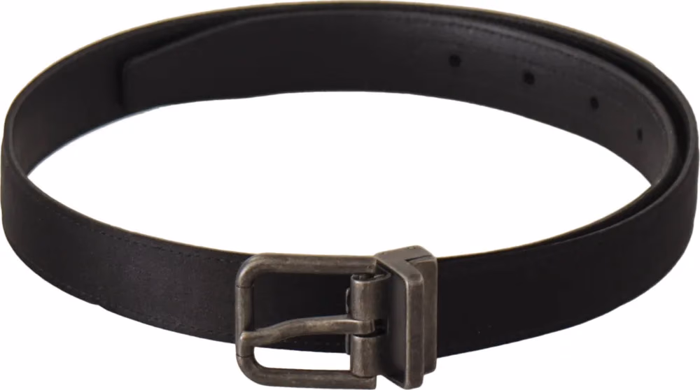 Dolce & Gabbana Black Calfskin Leather Vintage Metal Buckle Belt