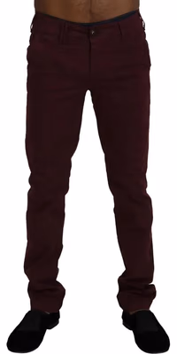 Maroon Cotton Stretch Skinny Casual Men Pants