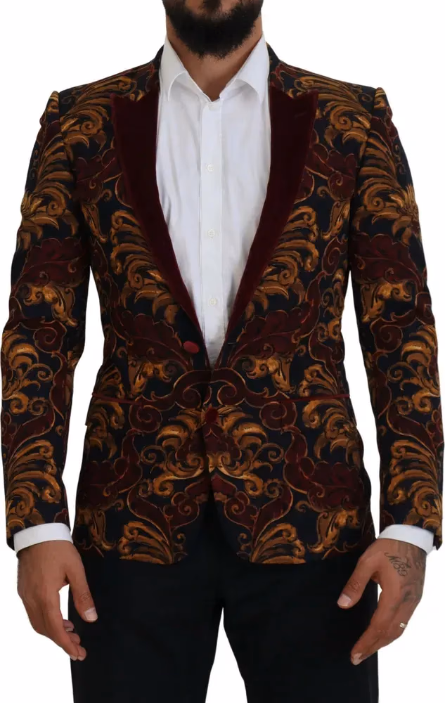 Dolce & Gabbana Multicolor Floral Single Breasted Martini Blazer