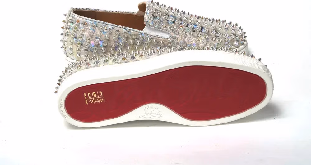 Christian Louboutin White Ab/Clear Ab Roller Boat Woman Flat Sneaker