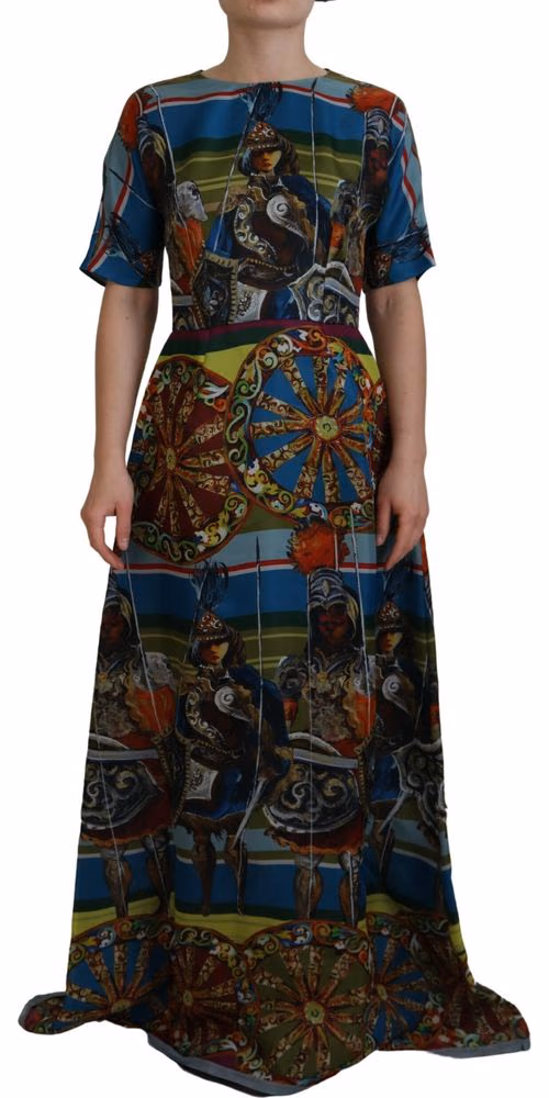 Dolce & Gabbana Multicolor Sicily Silk A-line Long Gown Dress