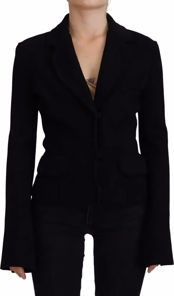 Dolce & Gabbana Black Button Cardigan Blazer Viscose Jacket