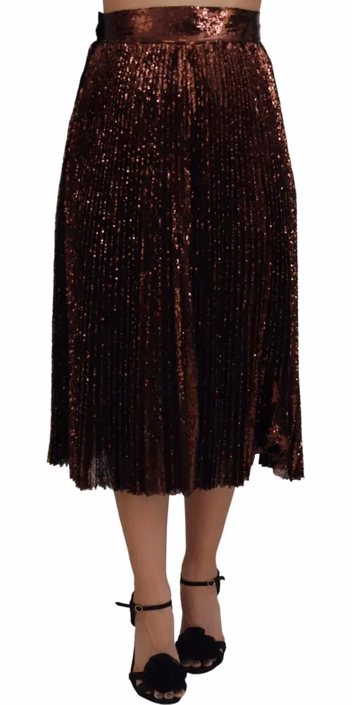 Dolce & Gabbana Bronze Sequined High Waist A-line Maxi Skirt