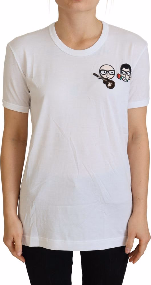 Dolce & Gabbana White #dgfamily Crewneck Cotton T-shirt
