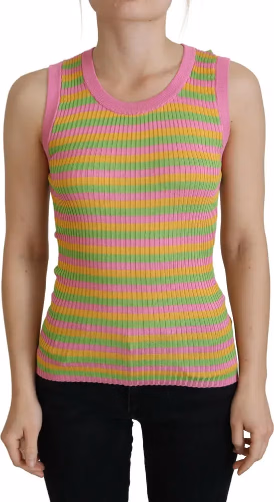 Dolce & Gabbana Multicolor Silk Vest Pullover Tank Top