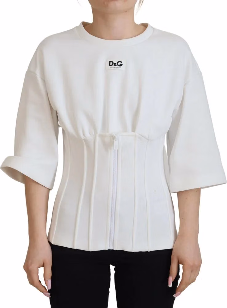 Dolce & Gabbana White Corset Stretch Cotton Top T-shirt