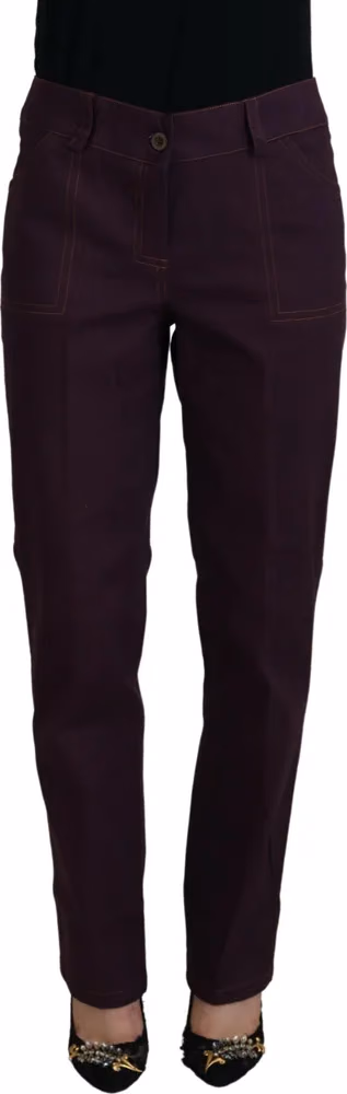 BENCIVENGA Purple Cotton Mid Waist Women Tapered Pants