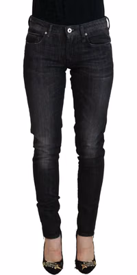 Black Cotton Low Waist Skinny Women Casual Jeans