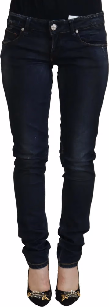 Acht Blue Cotton Low Waist Slim Fit Women Casual Jeans