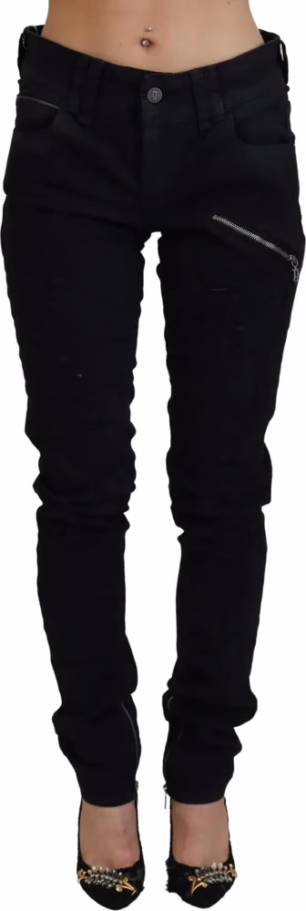 John Galliano Black Cotton Mid Waist Skinny Slim Fit Denim Jeans