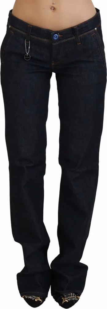 Costume National Blue Low Waist Straight Denim Pants Jeans