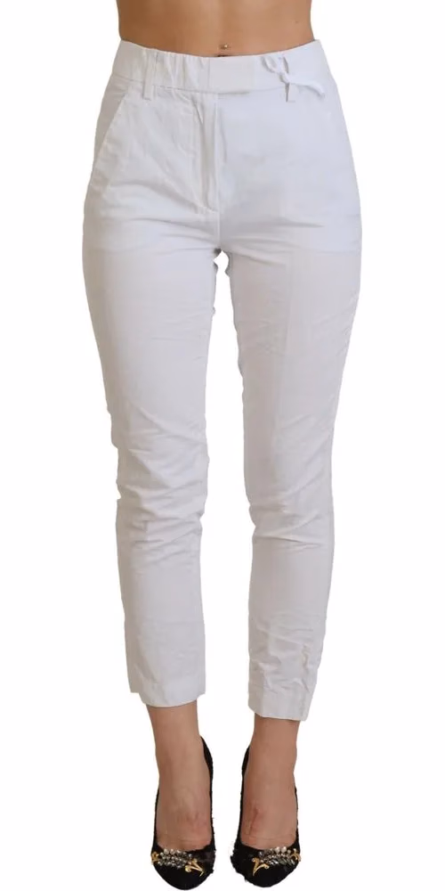 Dondup White High Waist Tapered Women Pants