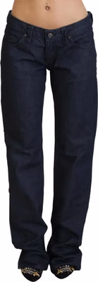 Dark Blue Low Waist Straight Fit Women Denim Jeans