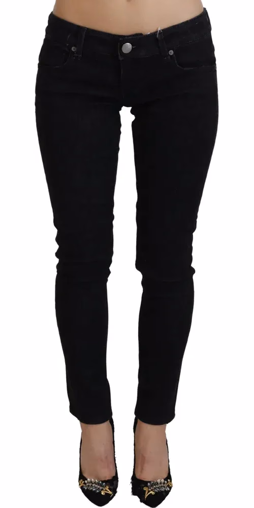 Acht Black Low Waist Slim Fit Cotton Denim Jeans